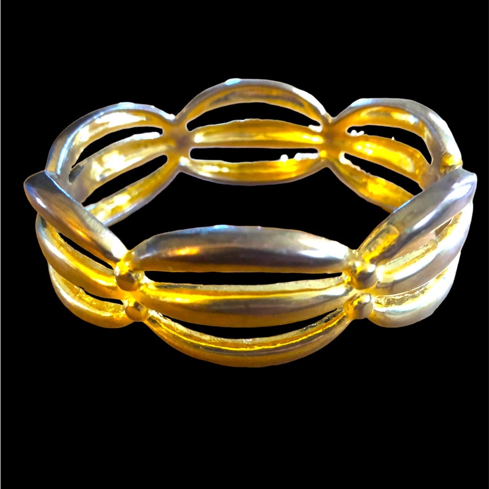 Gold Tone‎ Disco Clasp Buckle Design Bracelet Retro